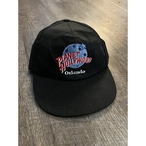 Planet Hollywood Orlando Florida Black Hat VTG Strap back Cap Y2K Good Condition